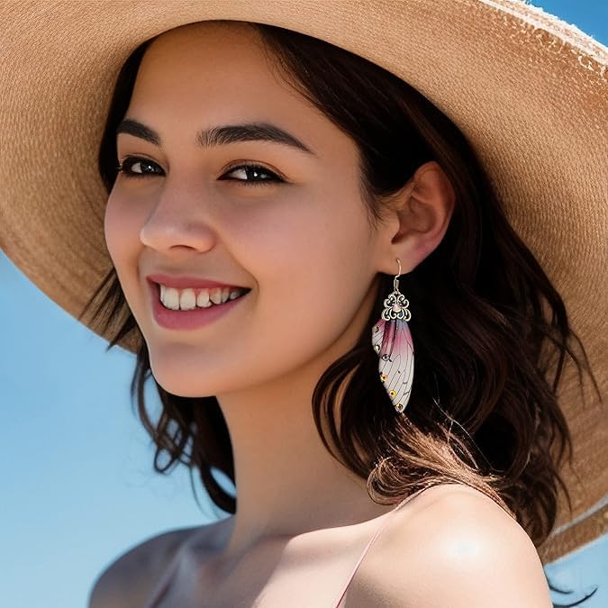El Regalo Gorgeous Butterfly Wings Earrings - Handcrafted Colorful Austrian Crystal Hook Earrings for Women & Girls | Fantasy Fairy Dangle Earrings | Elegant Jewelry (Wine with Gold Finish)