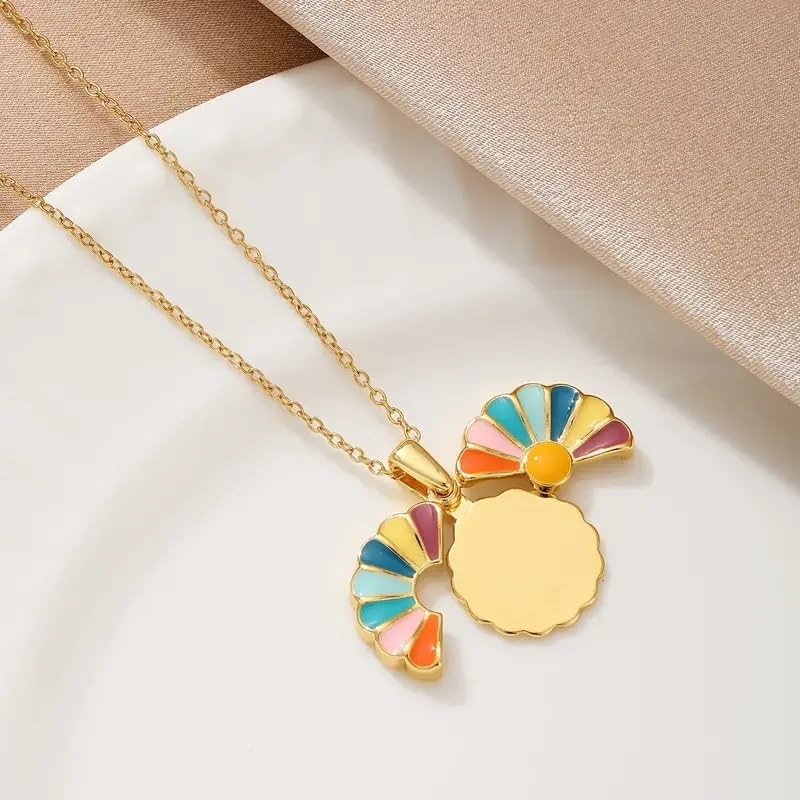 El Regalo Stainless Steel Openable Daisy Flower Pendant Necklace for Girls/Women- Anti Tarnish colorful oil dripping Daisy Necklace (Gold Multi)