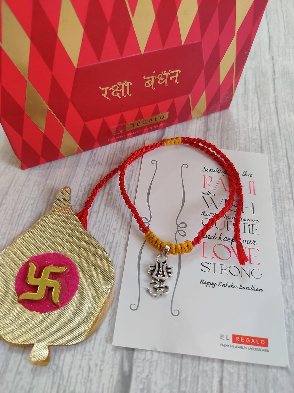 El Regalo 925 Sterling Silver OM/Trident Rakhis for Brother/Nephew/Niece - Real Silver OM Rakhi for Babies/Kids/Men (Shive Eye Silver Rakhi)