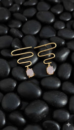 El Regalo Modern Zigzag Brass Statement Drop Earrings for Women & Girls - Contemporary Geometric Handmade Jewelry with Rectangle Stones Drops - Studs for For Western & Ethnic Wear (Rose Pink)