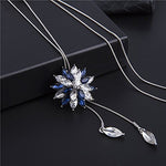 El Regalo Long Sweater Cubic Zirconia Crystal Snowflake Pendant Necklace For Women & Girls