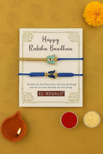El Regalo 2PCs Evil Eye Rakhi Combo for Brother - Stylish Beaded & Thread Set with Roli Chawal - Raksha Bandhan Pack for Bhaiya, Boys, Girls, Men - Comes on Designer Rakhi Card (Option-1)