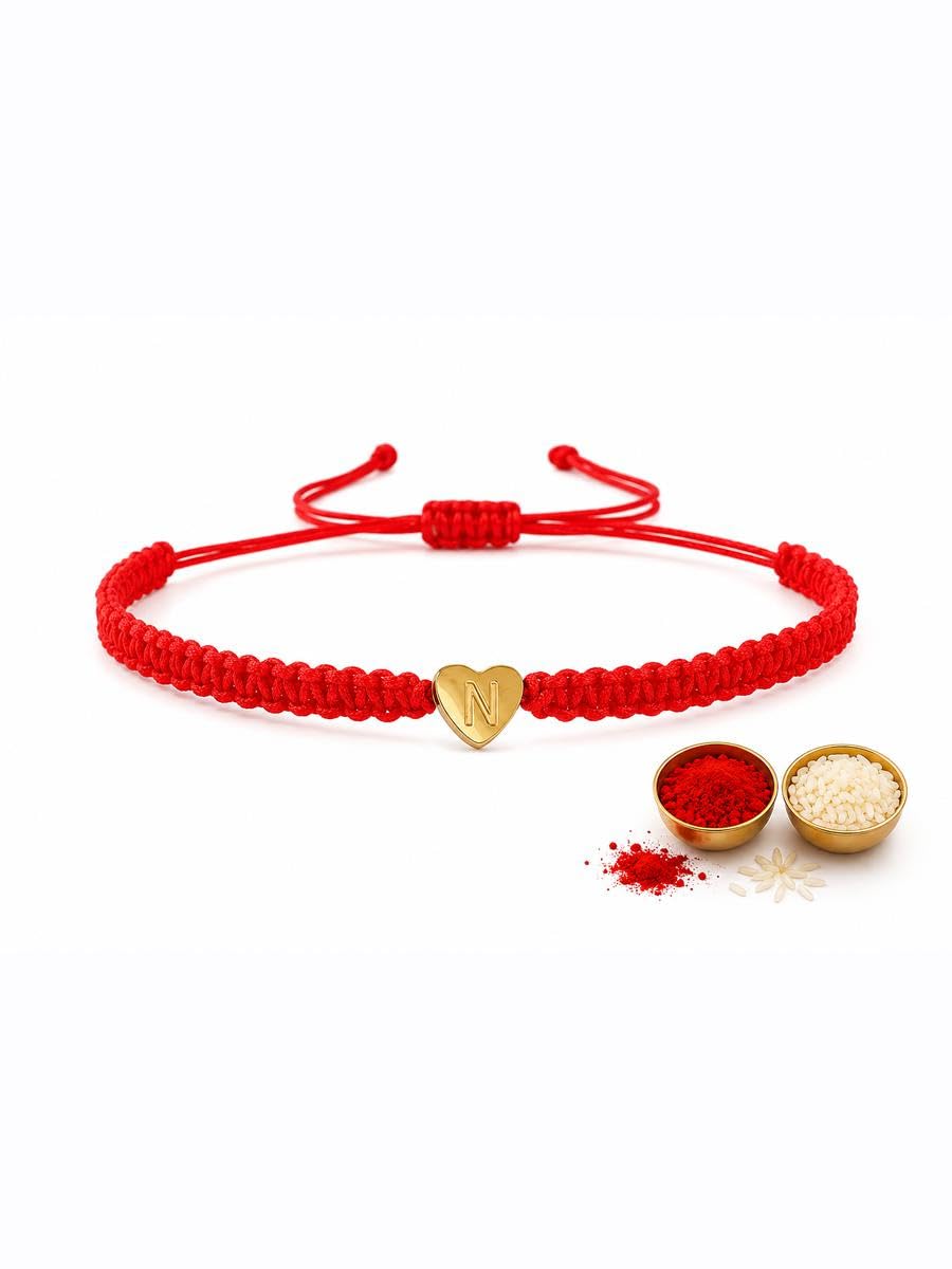 El Regalo Red Ethnic Rakhi Dori Unisex Rakhi-Adults - N letter
