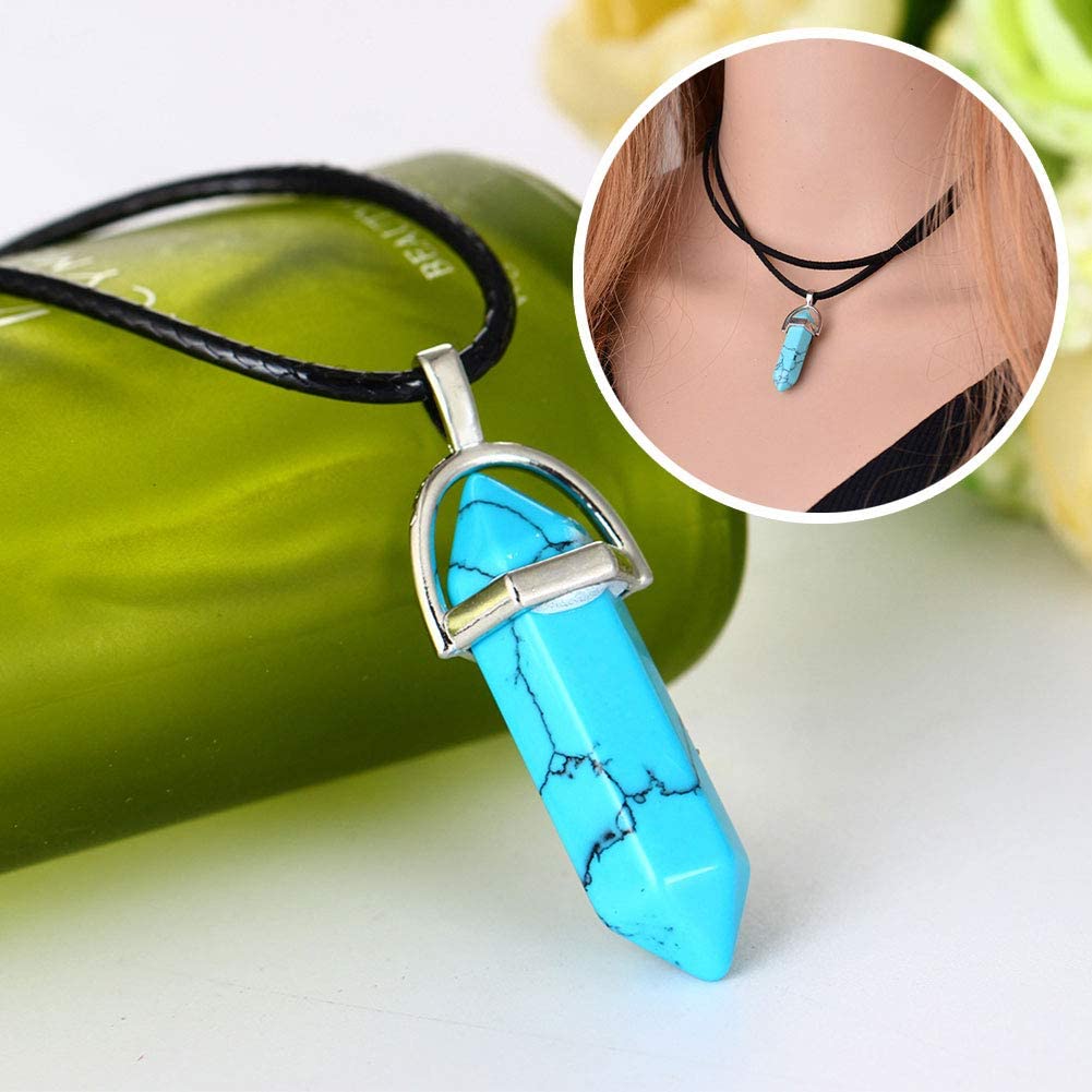 El Regalo Choker Necklace for Girls & Women | Black Wrap Velvet Choker with Healing Stones Women Girls Everyday Boho Necklace Gift Her Jewelry Hippie Crystal (Turquoise Blue)