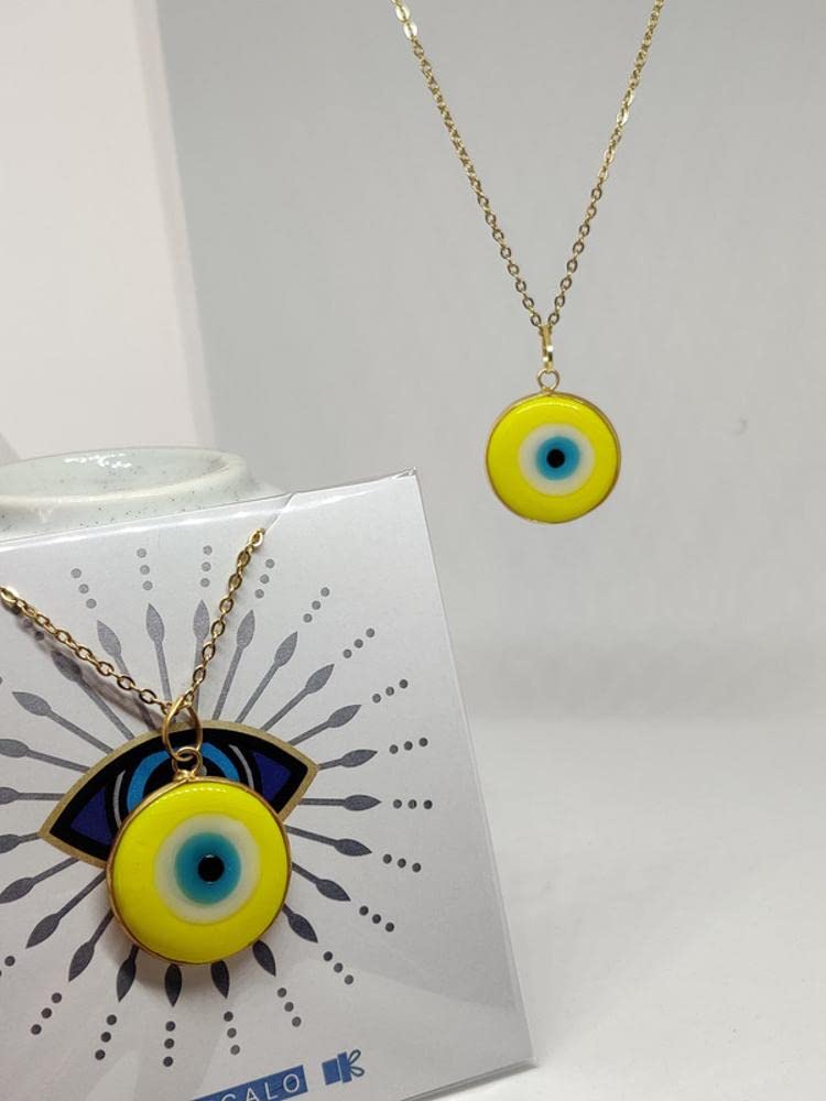 Septreize Unisex Yellow Evil Eye Pendant Necklace (Er-Evey-Nk-011), Onesize
