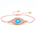 El Regalo Evil Eye Japanese Miyuki Seed Beads Lucky Unisex Bracelet | Handmade 100% Authentic Japanese Miyuki Seed Beads Bracelets (Pink)