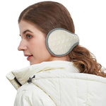 El Regalo 1PC Unisex Warm Knit Earmuffs- Winter Outdoor Fur Earwarmer, Foldable, Adjustable Wrap Ear Warmer for Girls/Boys/Men/Women (White)