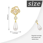 El Regalo Women's & Girl's Elegant White Camellia Flower Pearl Stud Earrings-
