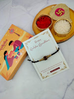 El Regalo Auspicious Rudraksha Rakhi for Brother- Lord Shiva Rudraksha Rakhi with Roli Chawal, Rakhi Message Card in Rakhi Gift Box for Bhai/Nephew (Option-3)