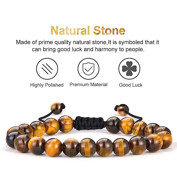 El Regalo Natural Stones Bracelet Rakhi for Brother- Handmade Rakhi with Roli Chawal Shagun, Message Card in Rakhi Gift box for Bhaiya/Bhai/Brother (Option-2)
