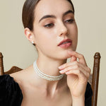 El Regalo Elegant Round Imitation Pearl Multi Strands Choker Necklace for Girls & Women- Party Pearl Necklace with Stainless Steel Chain