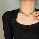 El Regalo Western Tri-Color Stainless Steel Braided Woven Collor Chain Necklace for Girls & Women- Anti Tarnish, Contemporary Necklace