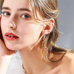 El Regalo Gold Open Hoop Fall Maple Leaf Dangle Earrings - Elegant Sparkling Crystal Cubic Zirconia Rhinestone Earrings for Women