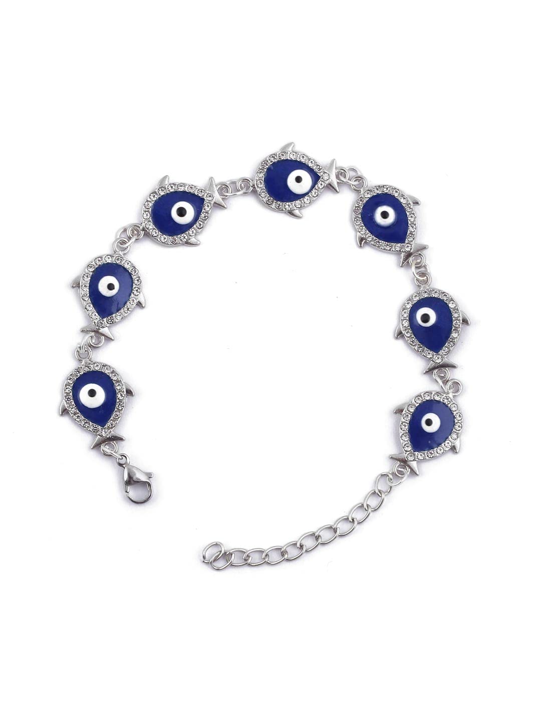 El Regalo Evil Eye Enameled Fashion Bracelet for Girls & Women- Gift for Her- Evil Eye Love, Good Luck & Protection Bracelet (Blue CZ Evil Eye Bracelet)
