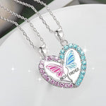 El Regalo 2PCs BFF Magnetic Heart Best Friend Pendant Necklaces for Girls - BF Best Friends Jewelry ift for Besties Birthday/Friends Day/Valentines day (BF Butterfly)