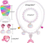 El Regalo Mermaid Jewelry for Girls,Toddler Mermaid Accessories for Kids Mermaid Necklace for Girls Mermaid Jewelry Set with Mermaid Purse Costume Jewelry (Pink)