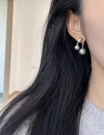 El Regalo Grey Pearl Front Back Ear Jackets Studs - Premium Silver-Plated Pearl Earrings