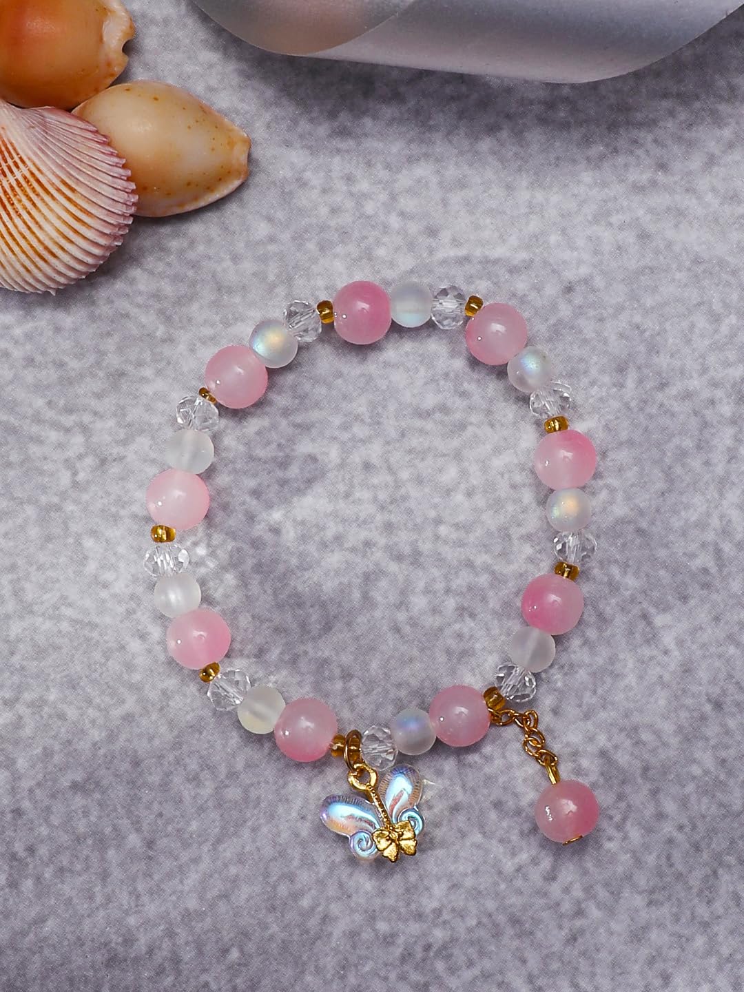 El Regalo Dreamy Gradient Colorful Beaded Bracelets with Cute Charms for Girls & Women (Style-6)