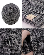 El Regalo Kids' Winter Ponytail Beanie - Messy Bun Ribbed Hat Cap for Girls (2 to 13 Years) - Multi Color Skull Cap With Tail (3 Tone Grey Shades)