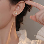 El Regalo CZ Butterfly Threader Chain Earrings for Women, Teen Girls- Butterfly Dangling Earrings- Rhinestone Butterfly Long Tassel Threader Dangle Earrings (Gold)