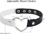 El Regalo Vintage PU Leather Love Heart Choker Necklace for Girls/Women- Western Gothic Punk Collar Choker Necklace (Black & White)