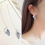 El Regalo Leaves Threader Earrings for Girls & Women- Contemporary Oil Drip Enameled Leaf Tassel Earrings