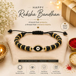 El Regalo Elegant Evil Eye/Hamsa Hand Rakhi for Brother- Beautiful Bracelet Rakhi for Bhai with Roli Chanwal, Message Card in Rakshabandhan Box (Evil Eye)