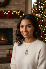 El Regalo Christmas Pendant Necklace Set for Women & Girls - Sparkling Snowman, Reindeer & Snowflake Long Chain Jewelry | Festive Xmas Accessories | Rhinestone & Enamel Christmas Necklaces (Xmas Snowman)
