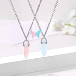 El Regalo 2Pcs/Set Resin Crystal Bff Best Friend Magnetic Butterfly Couple Matching Split Heart Pendant Necklaces For Besties/Best Friends/Couples - Valentines Day Gift - Unisex-Adult