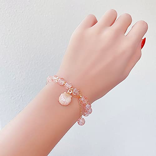 El Regalo 3PCs Opal Stone, Crystal Beads Tassel Bracelet With Cute Enamel Charms Star, Shell, Rainbow, Flowers, Swan, Pearls etc. for Kids/Girls/Teens/Women (Option-3)