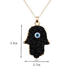 El Regalo u Evil Eye Resin Druzy Hamsa Hand Pendant Necklace for Girls & Women | Evil Eye Modern Pendant Necklace (Black)
