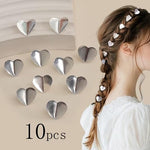 El Regalo 20 Pcs Gold & Silver Heart Small Matte Hair Claw Side Bangs Clips - Mini Hair Styling Tool & Hair Accessories for Women & Girls