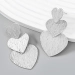 El Regalo Romantic Heart Tassel Metal Texture Long Earrings For Girls & Women Girls- Valentines Day Gift (Matt Silver)