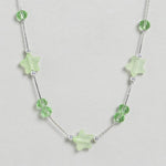 El Regalo 2PCs Crystals Beads Necklace & Earrings Jewelry Set for Kids/Girls & Teens - Shimmering/Matt Crystal Beads Fancy Jewelry Set (Green Stars)
