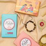 El Regalo 1 PC Natural Stones AD King Crown Rakhi for Brother/Bhai- Designer Handcrafted Natural Stones Rakhi with Roli-Chawal Shagun, Rakhi Message Card in Rakhi Gift Box (Brown & Golden)