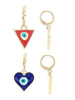 El Regalo 2 Pairs Evil Eye Enameled hypoallergenic Hoop Earrings - Gold Plated Dainty Evil Eye Fashion Earrings for Girls & Women (Option-2)