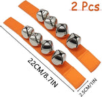 El Regalo 2PCs Jingle Bells Christmas Bracelets | Wrist & Ankle Bells for Party Favors, Musical Rhythm & Christmas Decor | Adjustable Percussion Instruments (Orange)