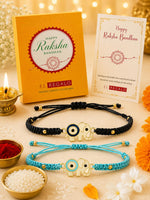 El Regalo 2PCs Rakhis for Brother- Evil Eye Rakhi Combo Set with 2 Rakhis, shagun Pack, Rakhi Message Card in Rakhi Gift Box (Option-5)
