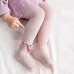 El Regalo 1 Pair Girls Combed Cotton Bow Tights Pantyhose Leggings Stocking Pants | Party Bow Socks Stockings for Girls (Pink)