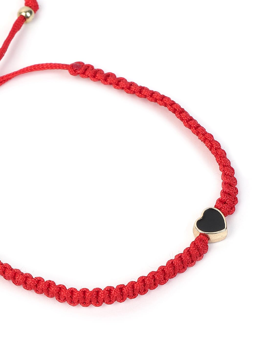 El Regalo 1PC Elegant Heart Bracelet Rakhi for Brother/Bhai with Roli-Chawal & Rakhi Gift Box - Handwoven, Minimalist Design & Beautifully Packed (Red)