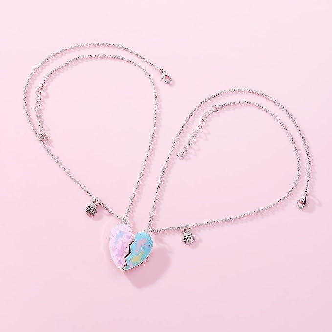 El Regalo Girls 2 Pcs Bff Best Friend Forever Split Magnetic Matching Pendant Necklaces Set- Heart, Flower, Swan, Mermaid, Unicorn Pendant Friendship Necklaces (Bf Dolphin Pendants)