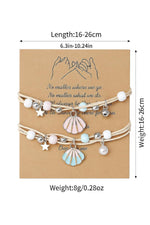 El Regalo 2PCs Shell Pearl & Star Fish Charms Bracelets Set for Girls & Women- Bright & Colorful Unique Handmade Beach Theme Bracelets Set (Option-3)