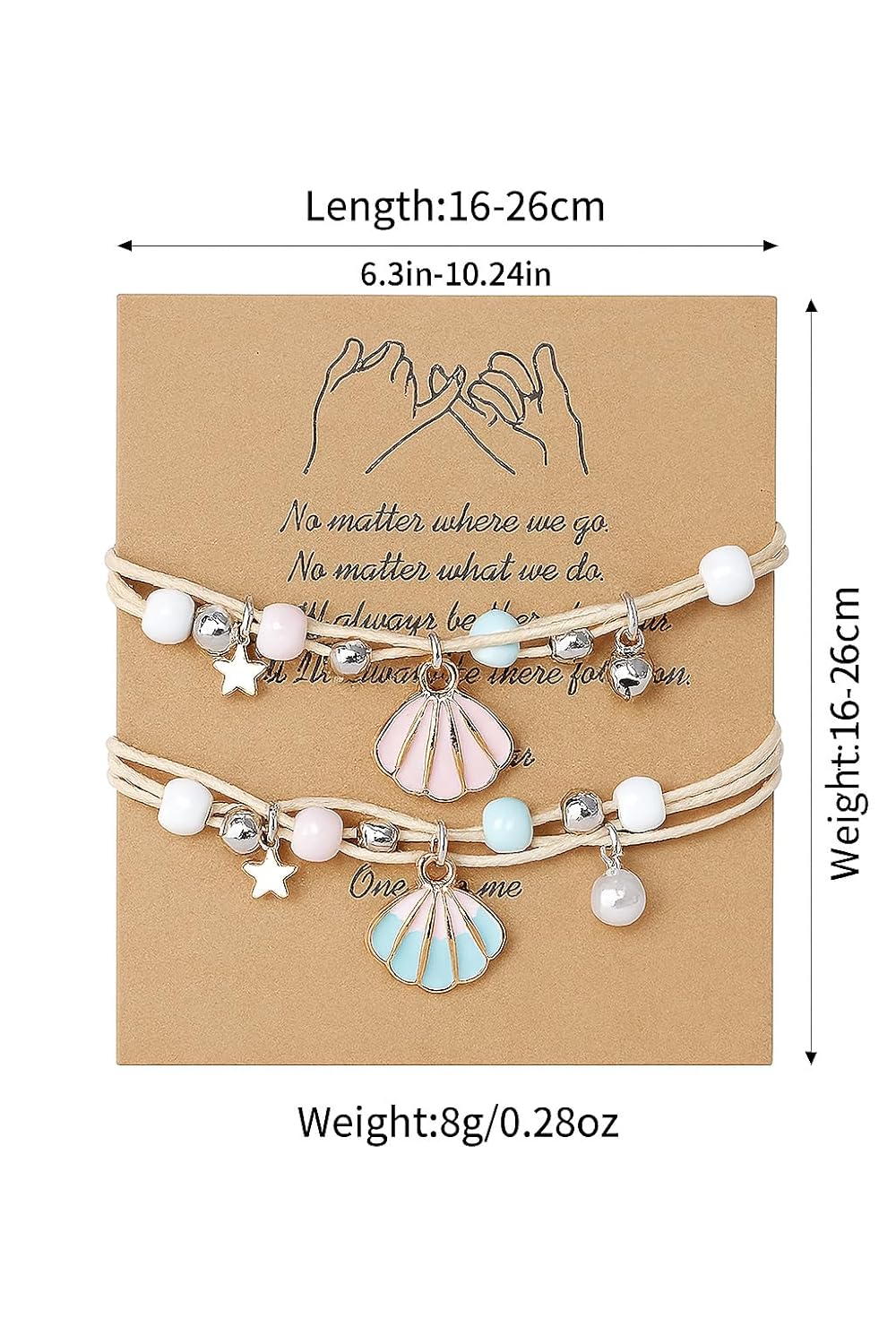 El Regalo 2PCs Shell Pearl & Star Fish Charms Bracelets Set for Girls & Women- Bright & Colorful Unique Handmade Beach Theme Bracelets Set (Option-3)