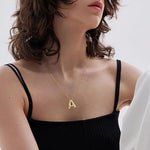 El Regalo Stainless Steel Bubble Letter- Balloon Initial Necklaces for Women Girls/Dainty Alphabet Pendant 14K Gold Plated Puffy Name Personalized Jewelry Gift (A Gold)