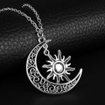 El Regalo Sun Crescent Moon Necklace- Vintage Gothic Sun Moon Pendant Neckalce for Women Girls Statement Jewelry Gifts (Crescent Moon Sun with Chain)