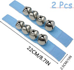 El Regalo 2PCs Jingle Bells Christmas Bracelets | Wrist & Ankle Bells for Party Favors, Musical Rhythm & Christmas Decor | Adjustable Percussion Instruments (Light Blue)