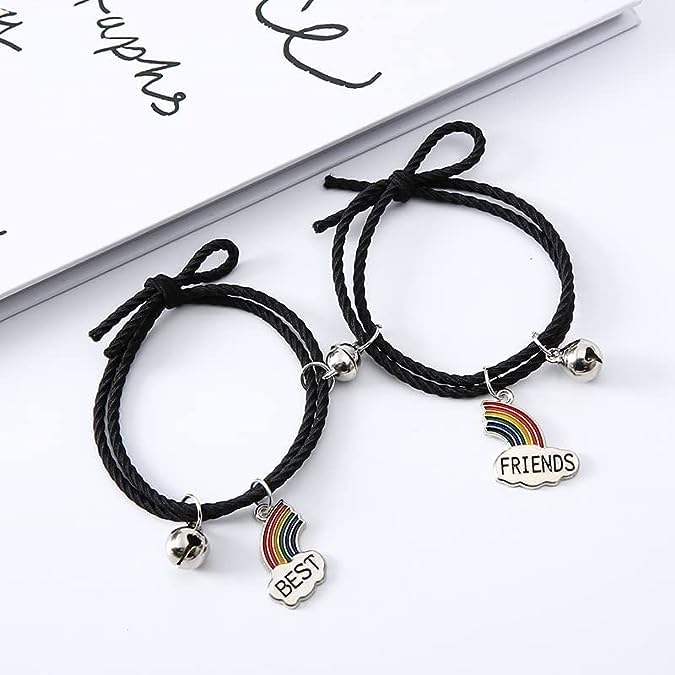 El Regalo Unisex 2pcs BF Magnetic Rainbow Couple Bracelet- Stretch Matching Relationship Bracelet for for Best Friends/Besties/Couples (Option-4)