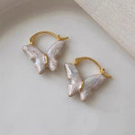 El Regalo Elegant Butterfly Hoop Earrings for Girls & Women- Exquisite Enamel Butterfly Hoop Earrings (Pink)