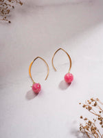 El Regalo Cute & Elegant Flower Bud Drop Long Hook Earrings- Super Elegant & Classy Gradient Color Flower Bud Earrings for Girls & Women, Contemporary Design (Glossy Pink)