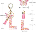 El Regalo Personalized Name Initials Butterfly Charm Keychain - Custom Letter Keyring with Pink Tassel & Butterfly Pendant, Purse, Bag, Backpack Accessory (L Letter)